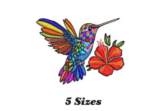 Rainbow Hummingbird Embroidery Design