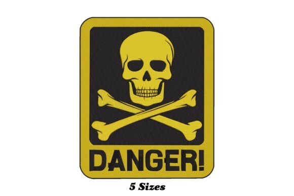 Skull Danger Sign: Bold Holiday Embroidery